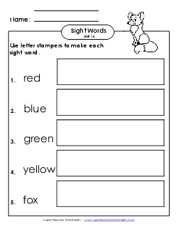 Letter Stampers (Unit 16)  Sight Words Worksheet