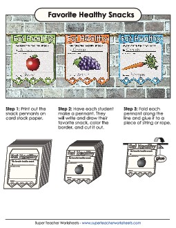 Healthy Snack Pennants  Nutrition Worksheet