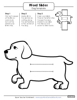 Word Slider: Dog (Middle - Full Words) Templates Worksheet