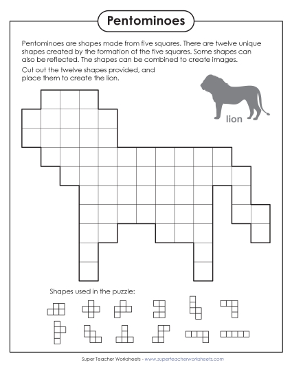 New Lion Pentomino Puzzle Worksheet New Lion Pentomino Puzzle Worksheet