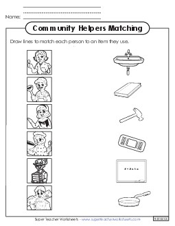 Picture-to-Picture Matching Worksheet 2 Community Helpers Worksheet