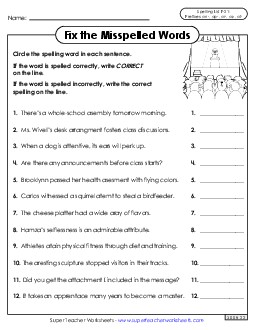 Correct or Incorrect? (F-21) Spelling F Worksheet