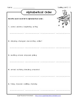 Alphabetical Order (C-12) Spelling C Worksheet