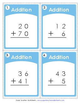 Task Cards (Addition - No Regrouping) Worksheet