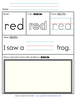 Worksheet 3: Red Sight Words Individual Worksheet