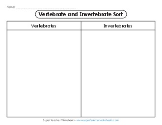 Invertebrate-Vertebrate Cut-and-Sort Animals Worksheet