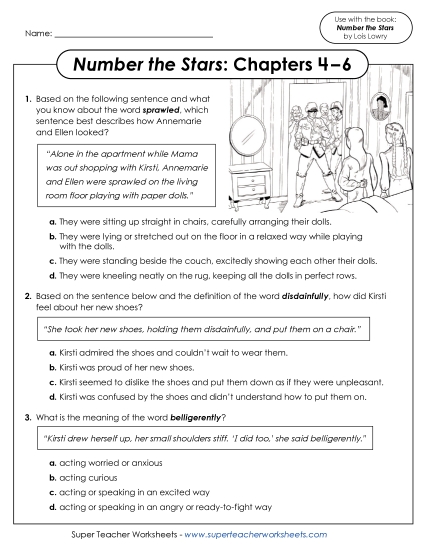 New Vocabulary Questions (Number the Stars, Part 2) Worksheet New Vocabulary Questions (Number the Stars, Part 2) Worksheet