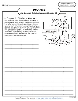 Writing Prompt (Mr. Browne\'s October Precept)  Book Wonder Worksheet