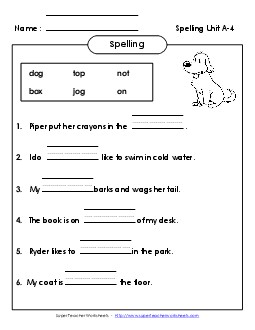 Sentence Completion (A-4) Spelling A Worksheet