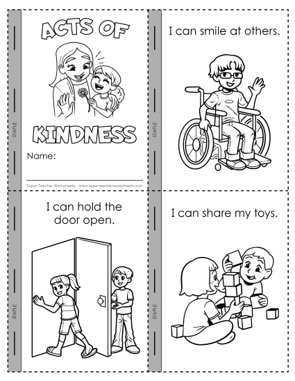 New Acts of Kindness Mini Book Worksheet