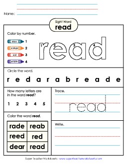 Worksheet 4: Read Free Sight Words Individual Worksheet