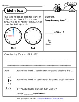 Math Buzz: Week 29 Worksheets 141 through 145 Daily Math Review Worksheet