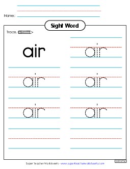 Trace the Word: Air Sight Words Individual Worksheet