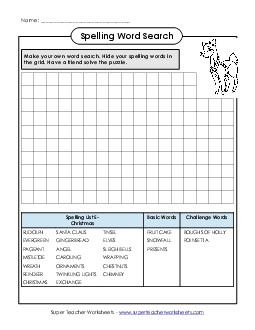 Make a Word Search Spelling E Worksheet