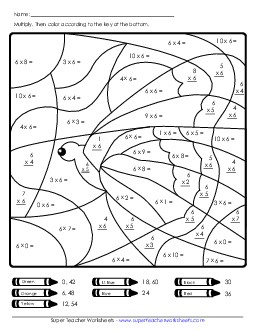 Butterfly Mystery Picture Multiplication Worksheet