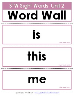 Pocket Chart or Word Wall (Unit 2) Free Sight Words Worksheet