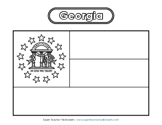 Georgia Flag Coloring Page States Individual Worksheet