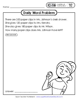 Daily Word Problems C-16 through C-20 Worksheet