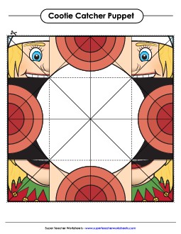 Cootie Catcher Elf Girl  Christmas Worksheet