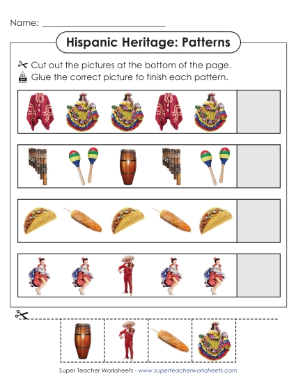 New Hispanic Heritage Patterns Worksheet New Hispanic Heritage Patterns Worksheet