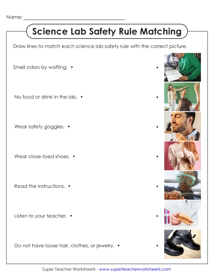 New Lab Safety Rules Matching Worksheet New Lab Safety Rules Matching Worksheet