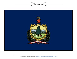 Vermont State Flag (Full-Color Version) States Individual Worksheet