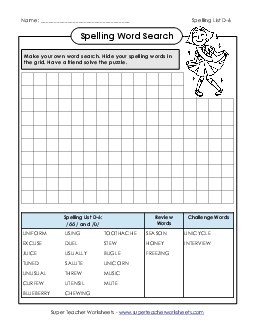 Make a Word Search (D-6) Spelling D Worksheet