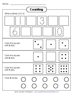 Number Recognition and Counting Skills Free Printable Worksheet