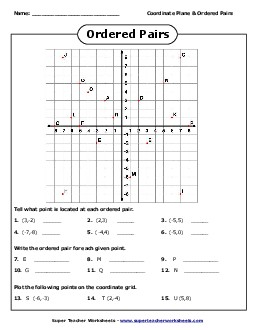 Ordered Pairs 5th Grade Math Worksheet