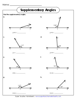 Find Supplementary Angles Worksheet