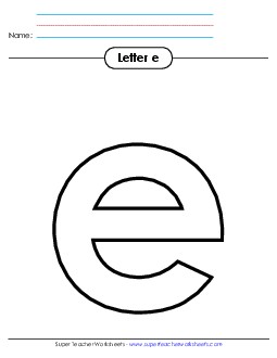 Outline - Lowercase e Alphabet Worksheet