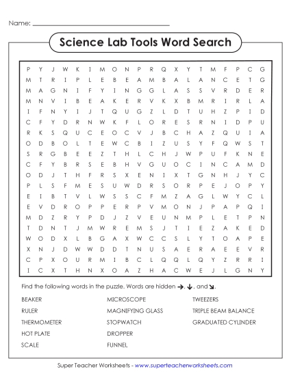 New Lab Tools Word Search Worksheet New Lab Tools Word Search Worksheet
