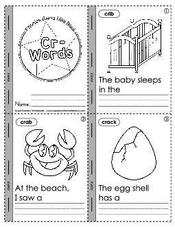 Mini-Books: Cr- Words  Phonics Blends Worksheet