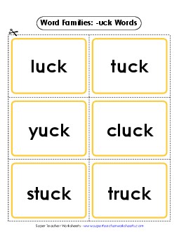 Flashcards (-uck) Word Families Worksheet