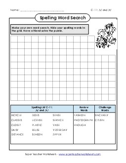 Make-a-Search (C-11) Spelling C Worksheet