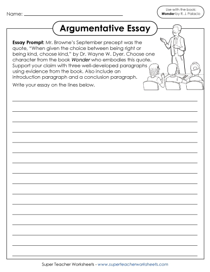 New Argumentative Essay - Wonder Worksheet New Argumentative Essay - Wonder Worksheet