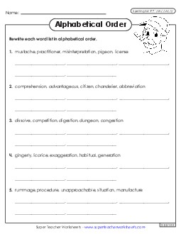 Alphabetical Order Worksheet (F-7) Spelling F Worksheet