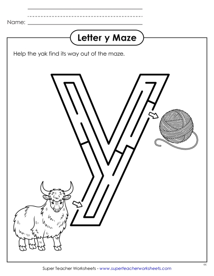 aMaze Activity: Lowercase Letter y