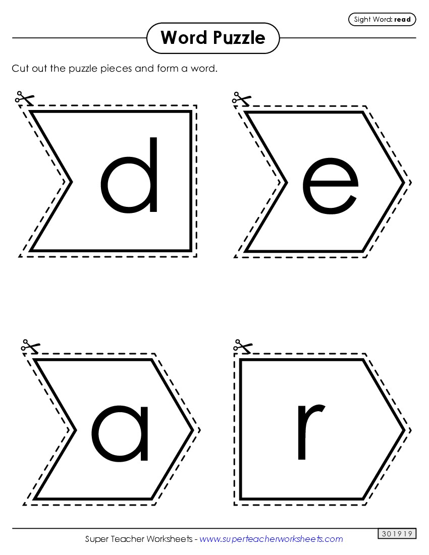 Word Puzzle: Read Sight Words Individual Worksheet