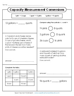 Conversion Variety Worksheet Measurement Worksheet