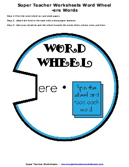 -ere Word Wheel Phonics Worksheet