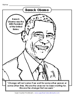 Barack Obama  Presidents Worksheet