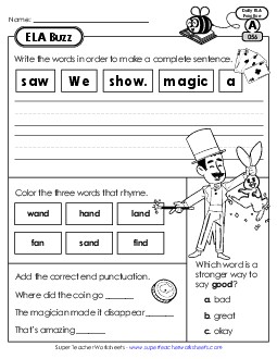 New ELA Buzz: Week 12<br>Worksheets 56 through 60 Worksheet