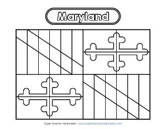 Maryland Flag Coloring Page States Individual Worksheet