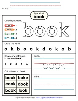 Worksheet 4: Book Sight Words Individual Worksheet