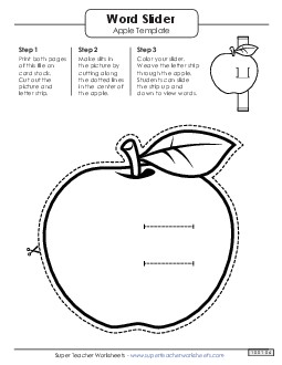 Word Slider: Apple (Right - Word Parts) Templates Worksheet