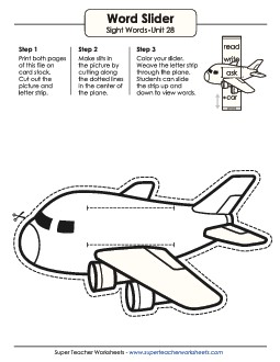 Word Slider (Unit 28) Sight Words Worksheet