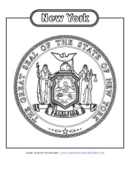 New York State Seal (Black & White) States Individual Worksheet