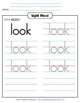 Trace the Word: Look Sight Words Individual Worksheet