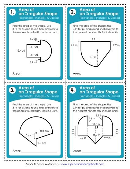 New Area of Irregular Shapes Task Cards<br>Rectangles, Triangles, and Circles Worksheet New Area of Irregular Shapes Task Cards<br>Rectangles, Triangles, and Circles Worksheet